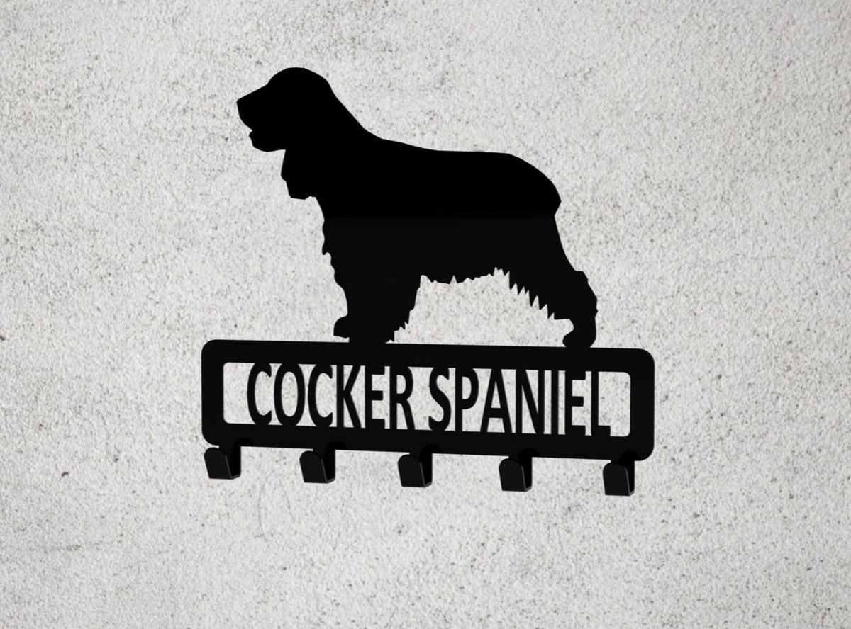 Personalised Cocker Spaniel Key Coat Hook Dog Lead Holder 