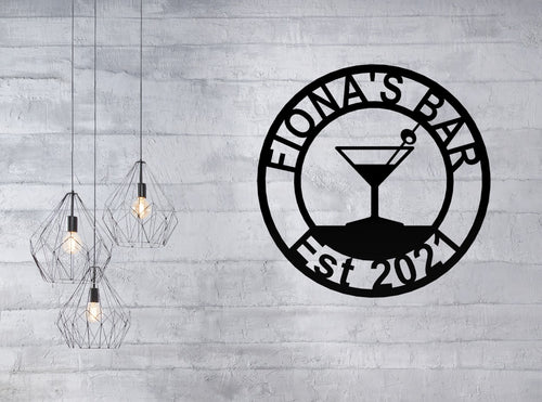 Home bar sign cocktail glass 