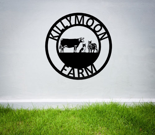 Cow Sheep Dog Metal Farm Sign 