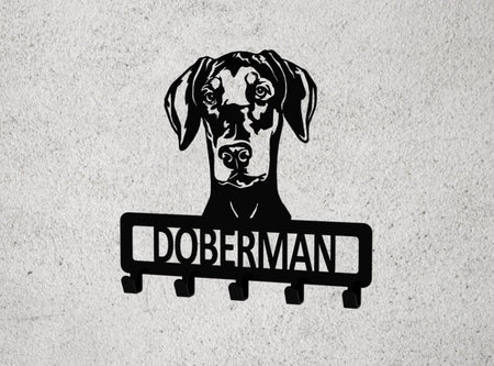 Dobermann Key Coat Holder Dog Lead Personalised 