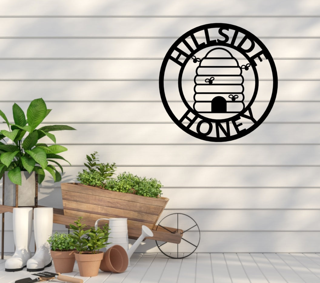 Bee Hive Metal Sign