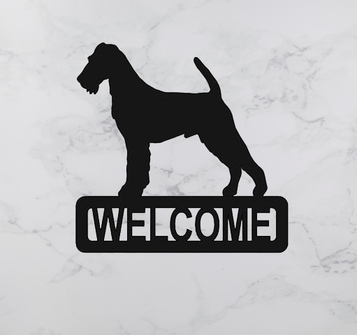 Irish Terrier Dog Welcome Sign | Metal Wall Art