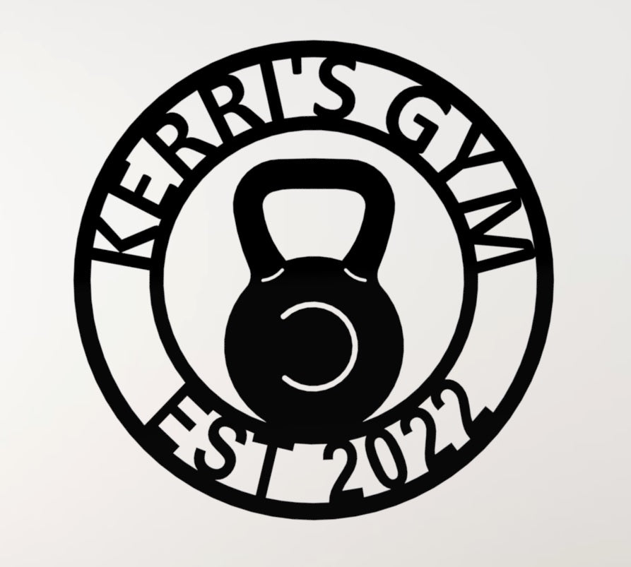 Home Gym Sign Metal Kettle Bell 
