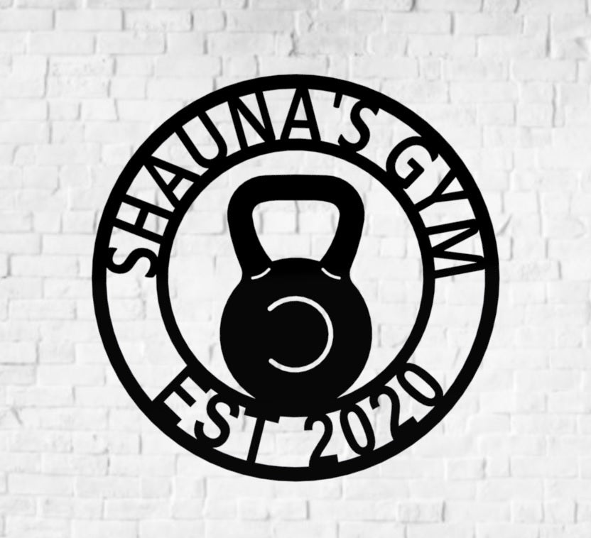 Home Gym Sign Metal Kettle Bell 