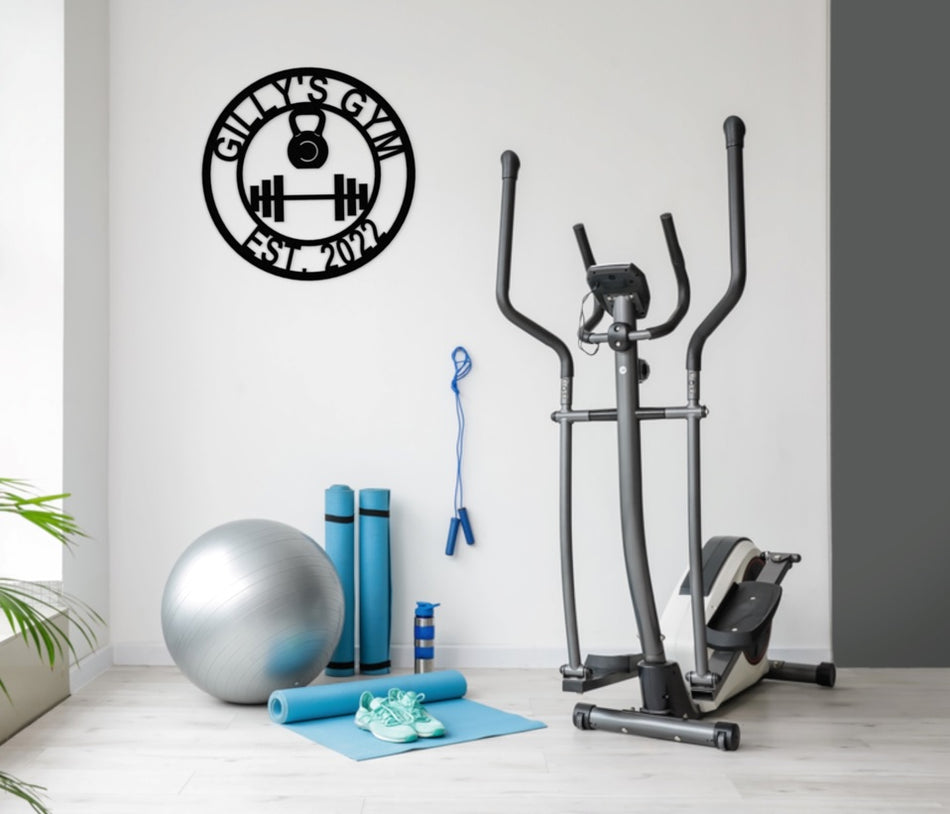 Home Gym Sign - Kettlebell and Barbell