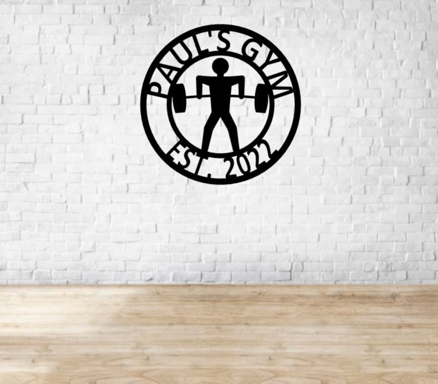 Home Gym Sign Metal Weightlifter