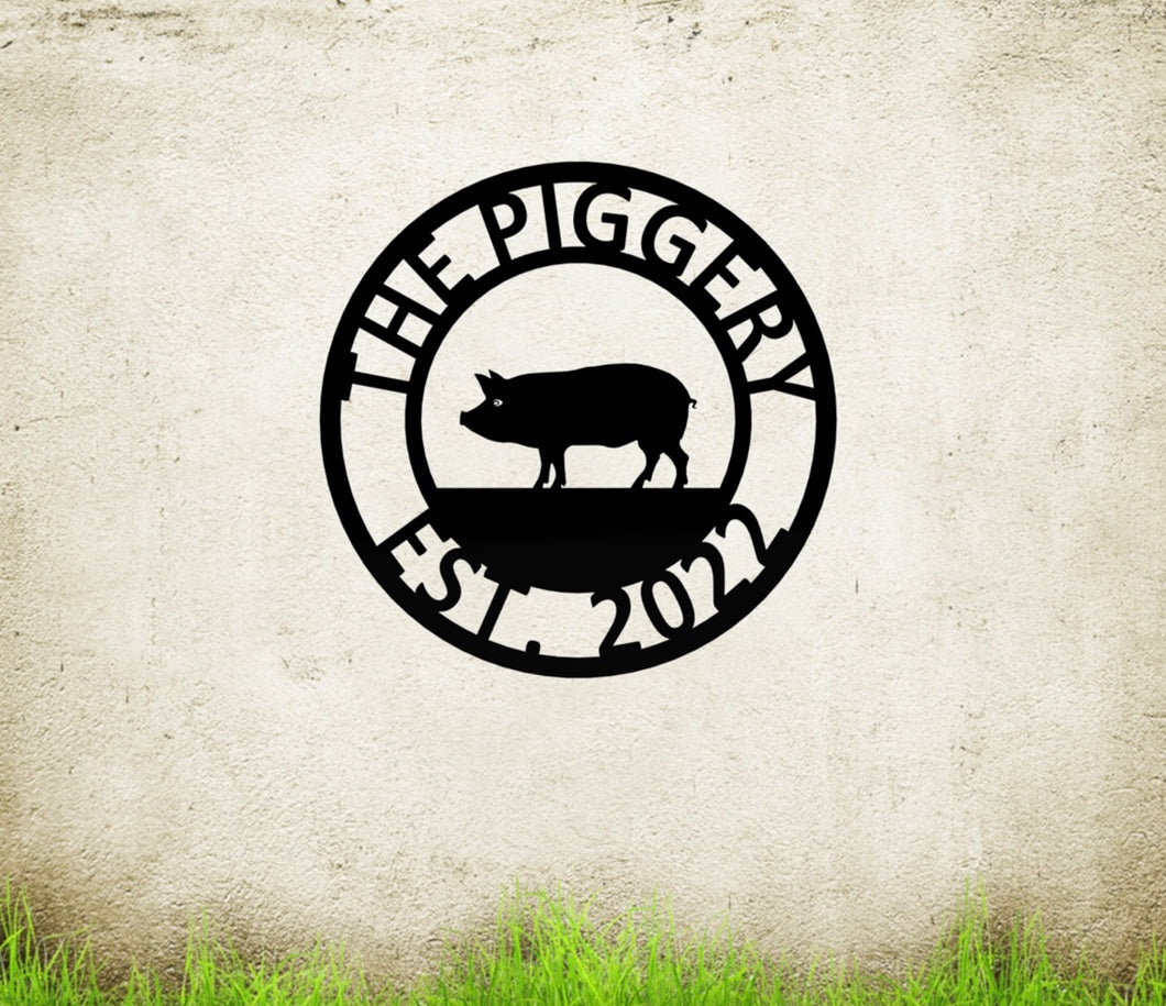 Pig Metal Farm Sign 