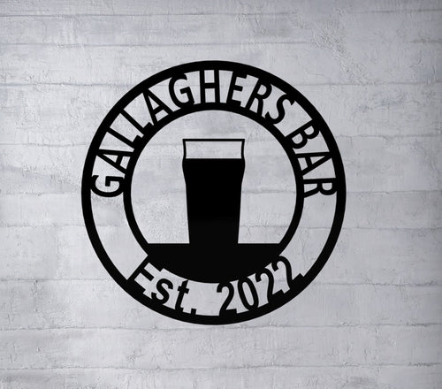 Home Bar Metal Sign Pint Glass
