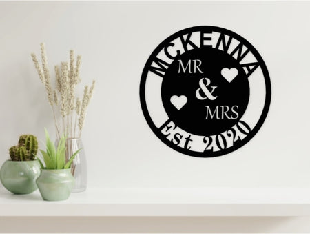 Wedding/Anniversary Design - MR & MRS with Surname in Black from Monea Metal Design
