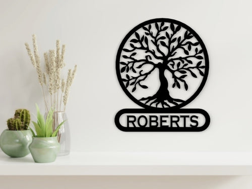 Tree of Life - Bottom Name in Black - from Monea Metal Design