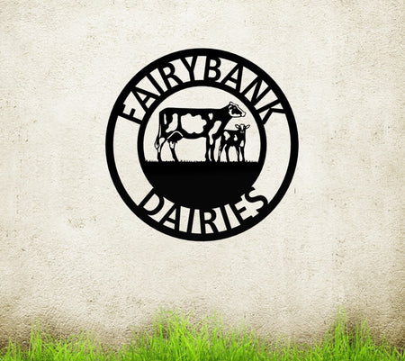 Metal Farm Sign Custom Dairy Cow Calf 