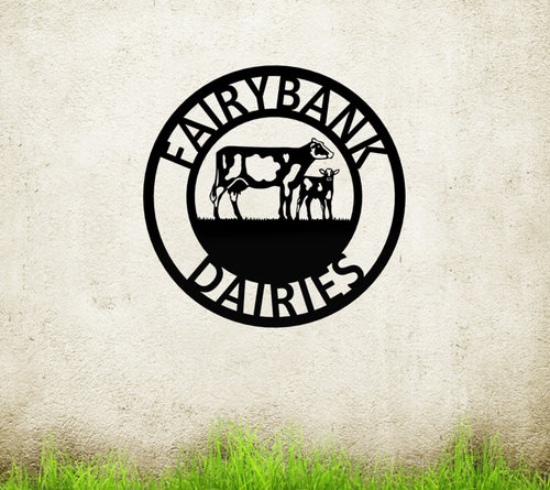 Metal Farm Sign Custom Dairy Cow Calf 