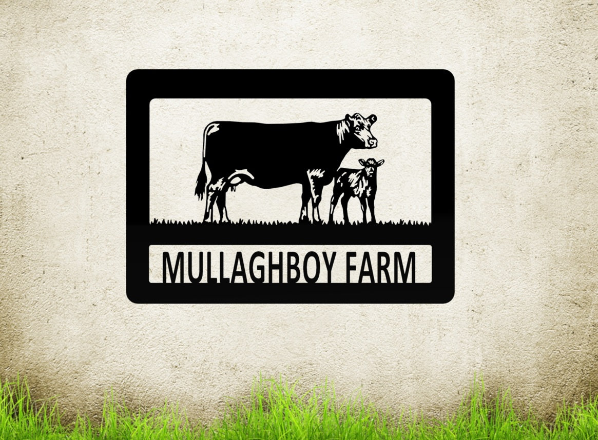 Metal Farm Sign Custom Beef Cow Calf 